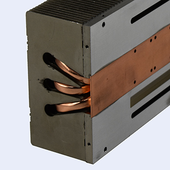 Custom zipper fin heat sink with heat pipe