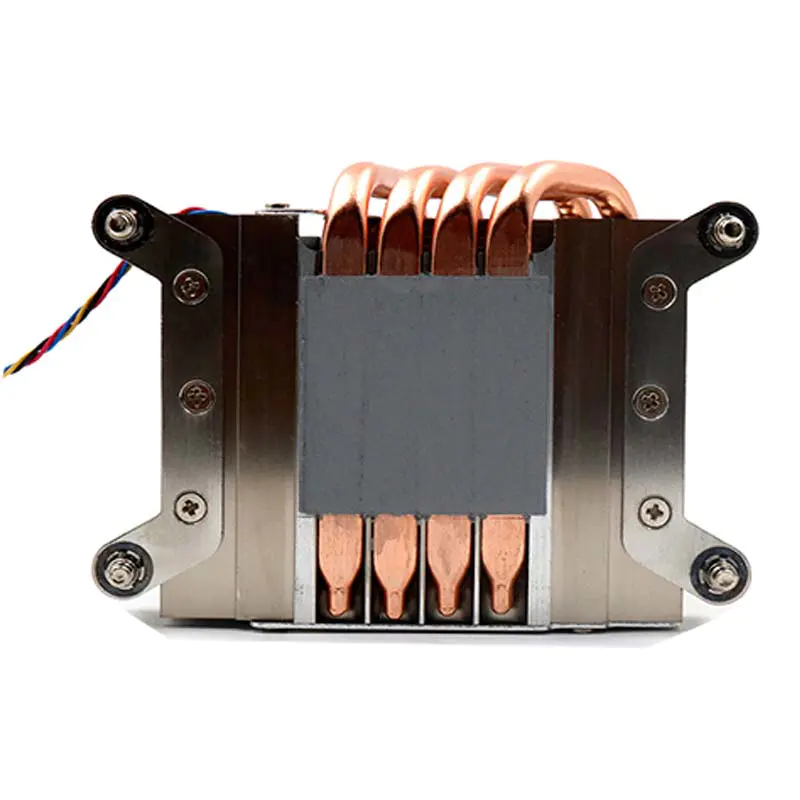 A heat sink with copper heat pipes