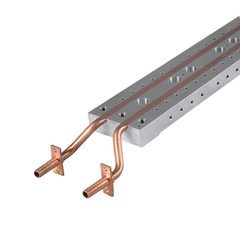 CP10G14 Aluminum Cold Plate with 4-Pass Copper tube, straight fittings